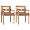 vidaXL Chaises Batavia lot de 2 avec coussins gris fonc&eacute; Bois de teck