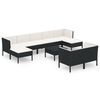 vidaXL Salon de jardin 10 pcs avec coussins R&eacute;sine tress&eacute;e Noir