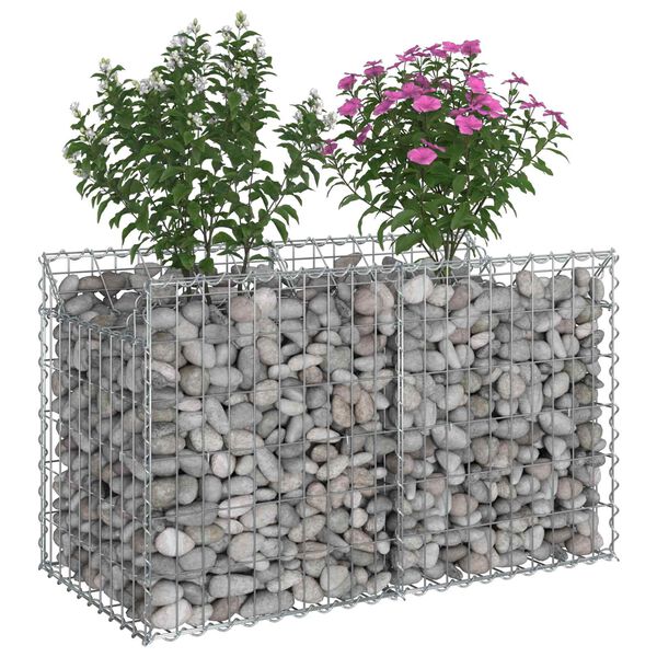 vidaXL Lit sur&eacute;lev&eacute; gabion Argent&eacute; 100 x 50 x 60 cm Acier galvanis&eacute;