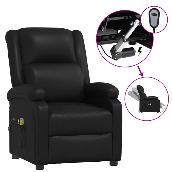 vidaXL Fauteuil &eacute;lectrique de massage Noir Similicuir
