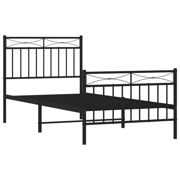 vidaXL Cadre de lit métal sans matelas avec pied de lit noir 90x200 cm