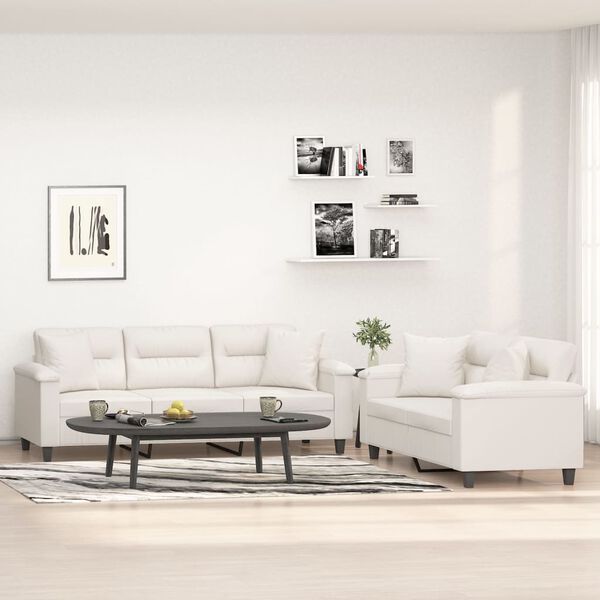 vidaXL Ensemble de canap&eacute;s 2 pcs avec coussins Beige Tissu microfibre