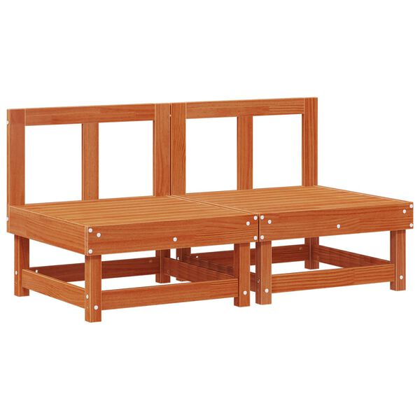 vidaXL Sofa de jardin milieu Pin massif Brun Cir&eacute;