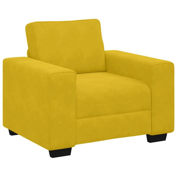 vidaXL Ensemble de canap&eacute;s 3 pcs avec coussins Jaune Velours