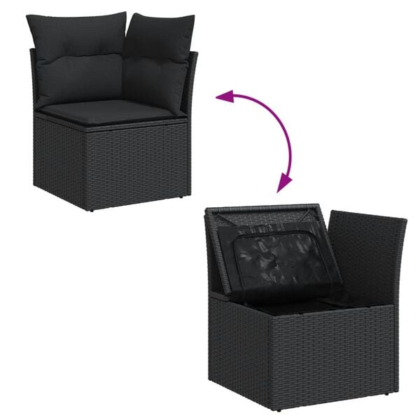 vidaXL Salon de jardin 12 pcs avec coussins noir r&eacute;sine tress&eacute;e