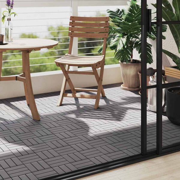vidaXL Carreaux de terrasse 10pcs D&eacute;lavage gris 30x30 cm Acacia solide