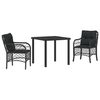 vidaXL Ensemble de salle &agrave; manger pour jardin 3 pcs Noir polyrotin