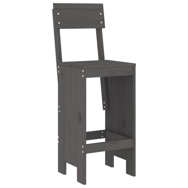 vidaXL Ensemble de bar de jardin 3 pcs gris bois de pin massif