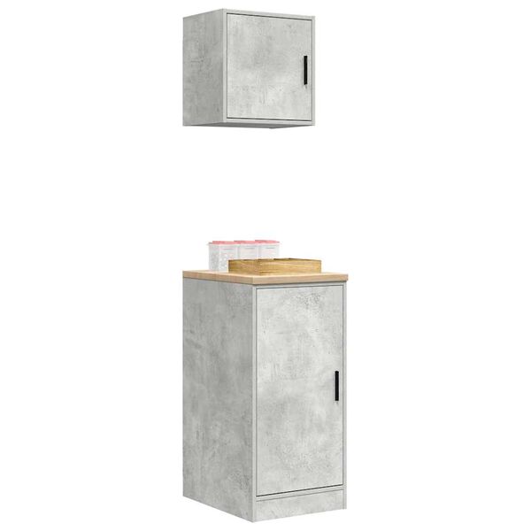 vidaXL Armoires de garage 2 pcs gris b&eacute;ton bois d'ing&eacute;nierie