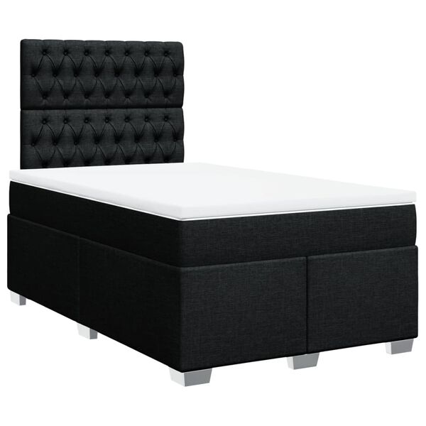 vidaXL Sommier &agrave; lattes de lit avec matelas Noir 120x200 cm Tissu