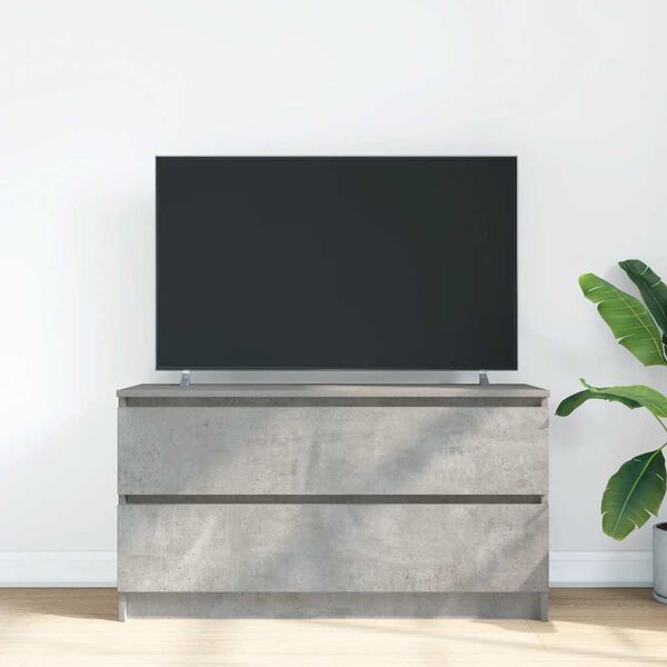 vidaXL Meuble TV gris b&eacute;ton 100x35x54 cm bois d'ing&eacute;nierie