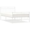 vidaXL Cadre de lit m&eacute;tal sans matelas et pied de lit blanc 107x203 cm