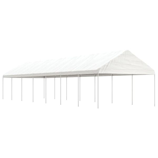 vidaXL Belv&eacute;d&egrave;re avec toit blanc 15,61x4,08x3,22 m poly&eacute;thyl&egrave;ne