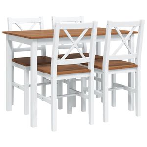 vidaXL Ensemble de salle &agrave; manger 5 pcs Marron et blanc