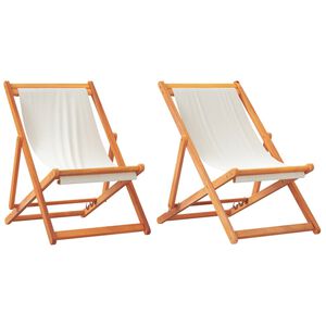 vidaXL Chaises pliantes 2 pi&egrave;ces en tissu blanc cr&egrave;me