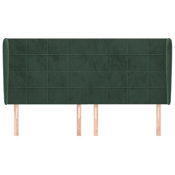 vidaXL T&ecirc;te de lit avec oreilles Vert fonc&eacute; 163x23x118/128 cm Velours