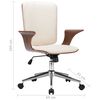 vidaXL Chaise pivotante de bureau Cr&egrave;me Similicuir et bois courb&eacute;