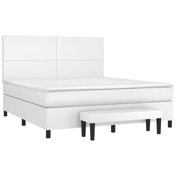 vidaXL Sommier à lattes de lit avec matelas Blanc 180x200cm Similicuir