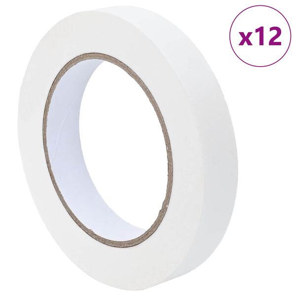vidaXL Rubans de masquage pour peintre 12 pcs Blanc 19mm x 50m Papier