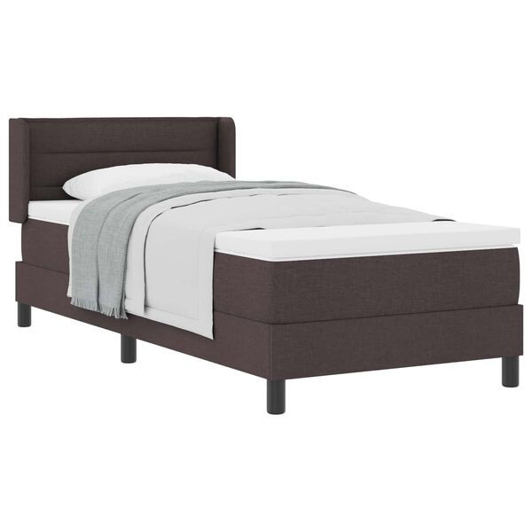 vidaXL Lit &agrave; ressorts avec matelas Marron fonc&eacute; 200 x 80 cm Polyester