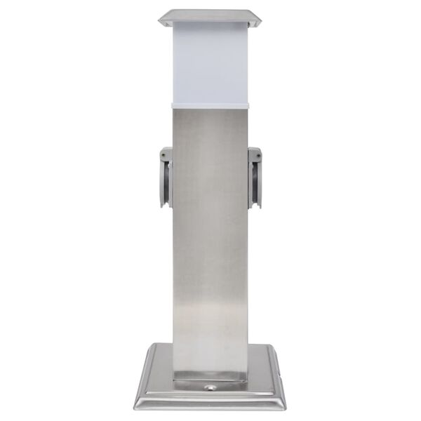 vidaXL Pilier de prise de jardin avec lampe Acier inoxydable