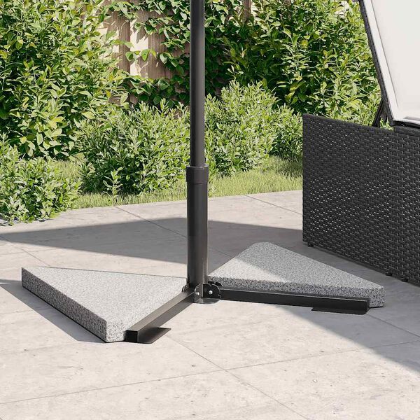 vidaXL Lot de 2 disques de poids triangulaires pour parapluie en granit gris 14 kg