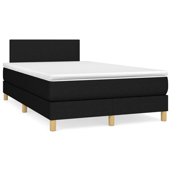 vidaXL Sommier &agrave; lattes de lit avec matelas noir 120x190 cm tissu