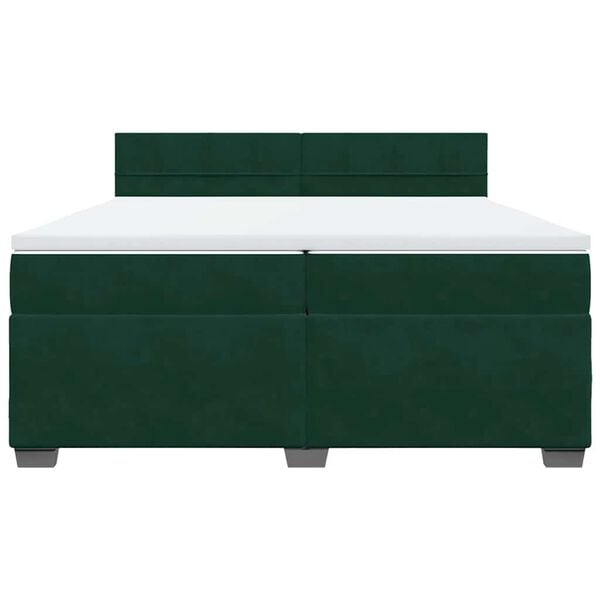 vidaXL Sommier &agrave; lattes de lit et matelas Vert fonc&eacute; 200x200cm Velours