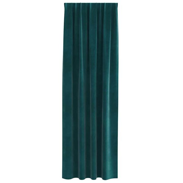 vidaXL Rideaux occultants 2 pcs Vert fonc&eacute; 140 x 225 cm Velours