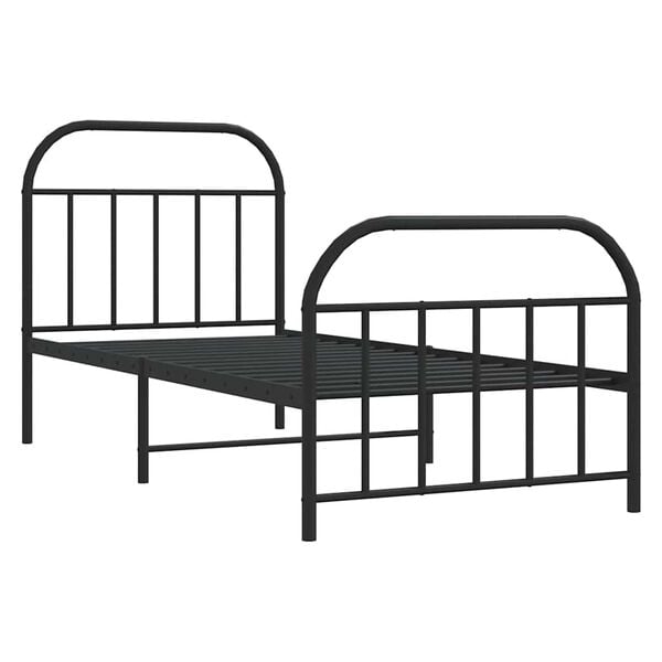 vidaXL Cadre de lit m&eacute;tal sans matelas avec pied de lit noir 90x190 cm