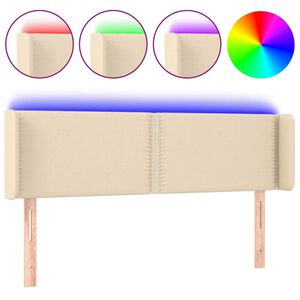 vidaXL T&ecirc;te de lit &agrave; LED Cr&egrave;me 147x16x78/88 cm Tissu