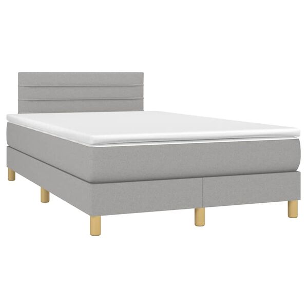 vidaXL Sommier &agrave; lattes de lit matelas LED gris clair 120x190 cm tissu