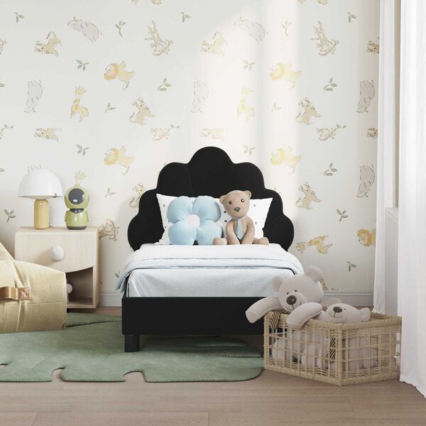 vidaXL Cadre de lit pour tout-petit avec tête de lit Noir 70 x 140 cm