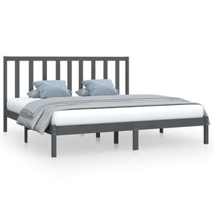 vidaXL Cadre de lit sans matelas bois massif de pin gris 200x200 cm