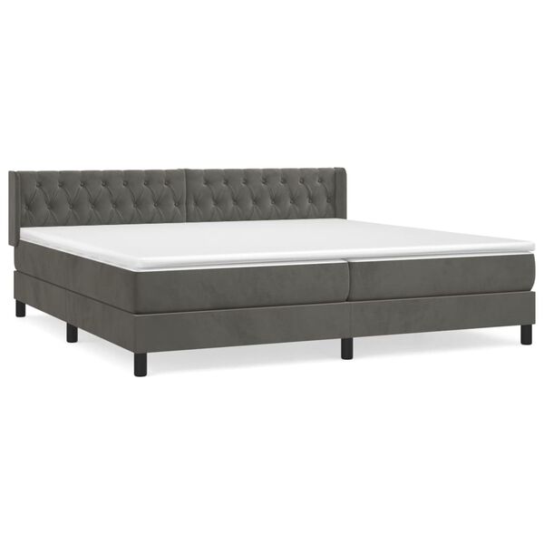 vidaXL Sommier &agrave; lattes de lit et matelas Gris fonc&eacute; 200x200cm Velours