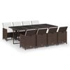 vidaXL Ensemble &agrave; manger de jardin et coussins 9 pcs Poly rotin Marron