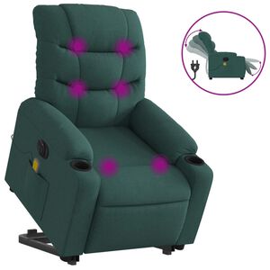 vidaXL Fauteuil inclinable de massage &eacute;lectrique Vert fonc&eacute; Tissu