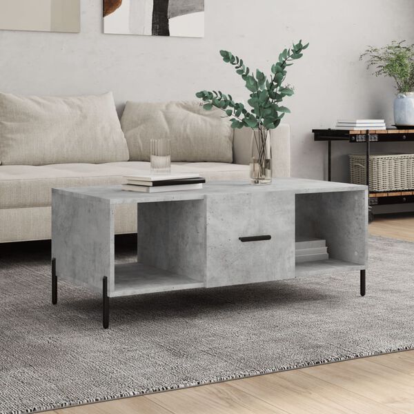 vidaXL Table basse gris b&eacute;ton 102x50x40 cm bois d'ing&eacute;nierie