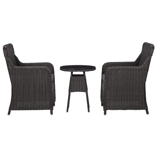 vidaXL Mobilier de bistro 3 pcs avec coussins R&eacute;sine tress&eacute;e Noir