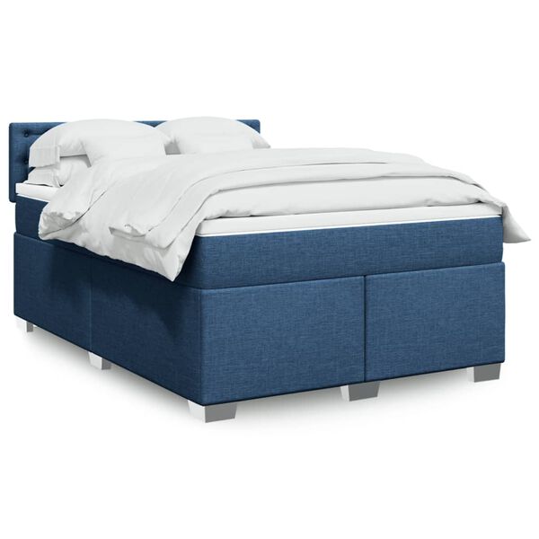 vidaXL Sommier à lattes de lit avec matelas Bleu 160x200 cm Tissu