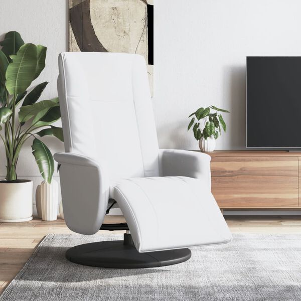 vidaXL Fauteuil inclinable avec repose-pieds blanc similicuir