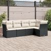 vidaXL Salon de jardin 5 pcs avec coussins noir r&eacute;sine tress&eacute;e