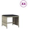 vidaXL Tabourets de jardin coussins lot de 4 gris clair r&eacute;sine tress&eacute;e