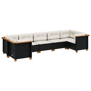 vidaXL Salon de jardin 7 pcs avec coussins noir r&eacute;sine tress&eacute;e