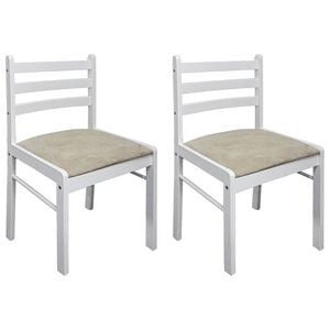 vidaXL Chaises &agrave; manger lot de 2 blanc h&eacute;v&eacute;a solide et velours