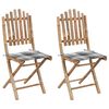vidaXL Chaises pliantes (lot de 2) avec coussins en bambou