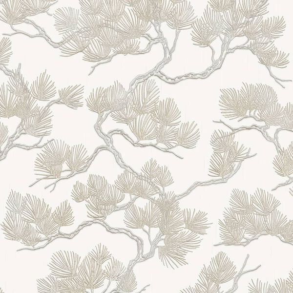DUTCH WALLCOVERINGS Papier peint Motif avec pins Blanc