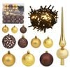 vidaXL Set de boules de No&euml;l avec pic et 300 LED 120pcs Dor&eacute; et bronze