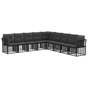 vidaXL Ensemble de canap&eacute;s d'ext&eacute;rieur Noir Polyester