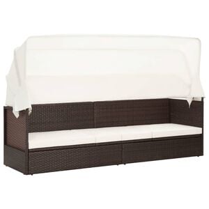 vidaXL Canap&eacute; de jardin avec auvent R&eacute;sine tress&eacute;e Marron